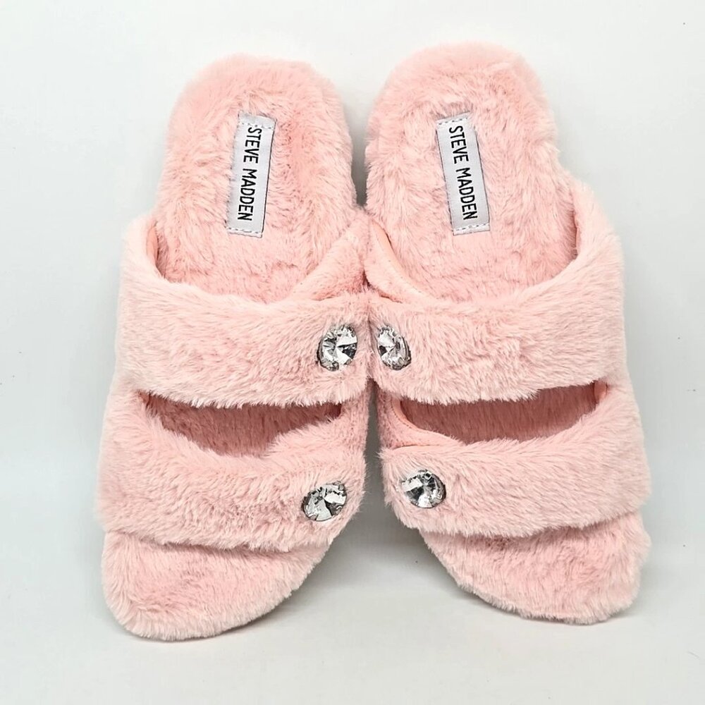 STEVE MADDEN Cuddle Baby Pink Faux Fur Slipper Women's Size 7 - Picture 10 of 12